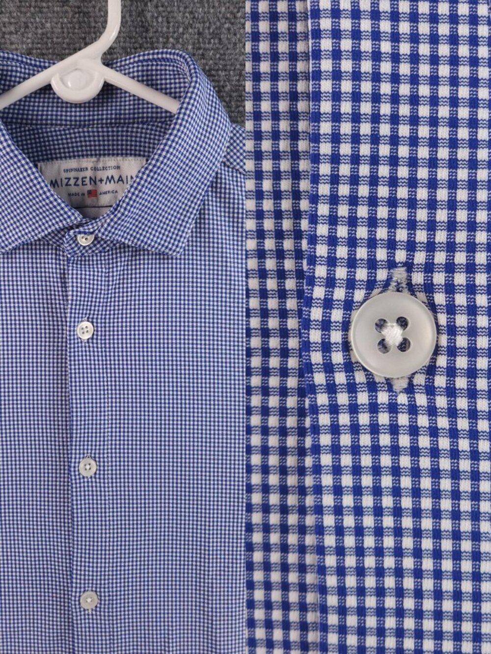 Mizzen Main Check Trim USA Medium Polyester Nylon Spandex Blue Long Sleeve Men
